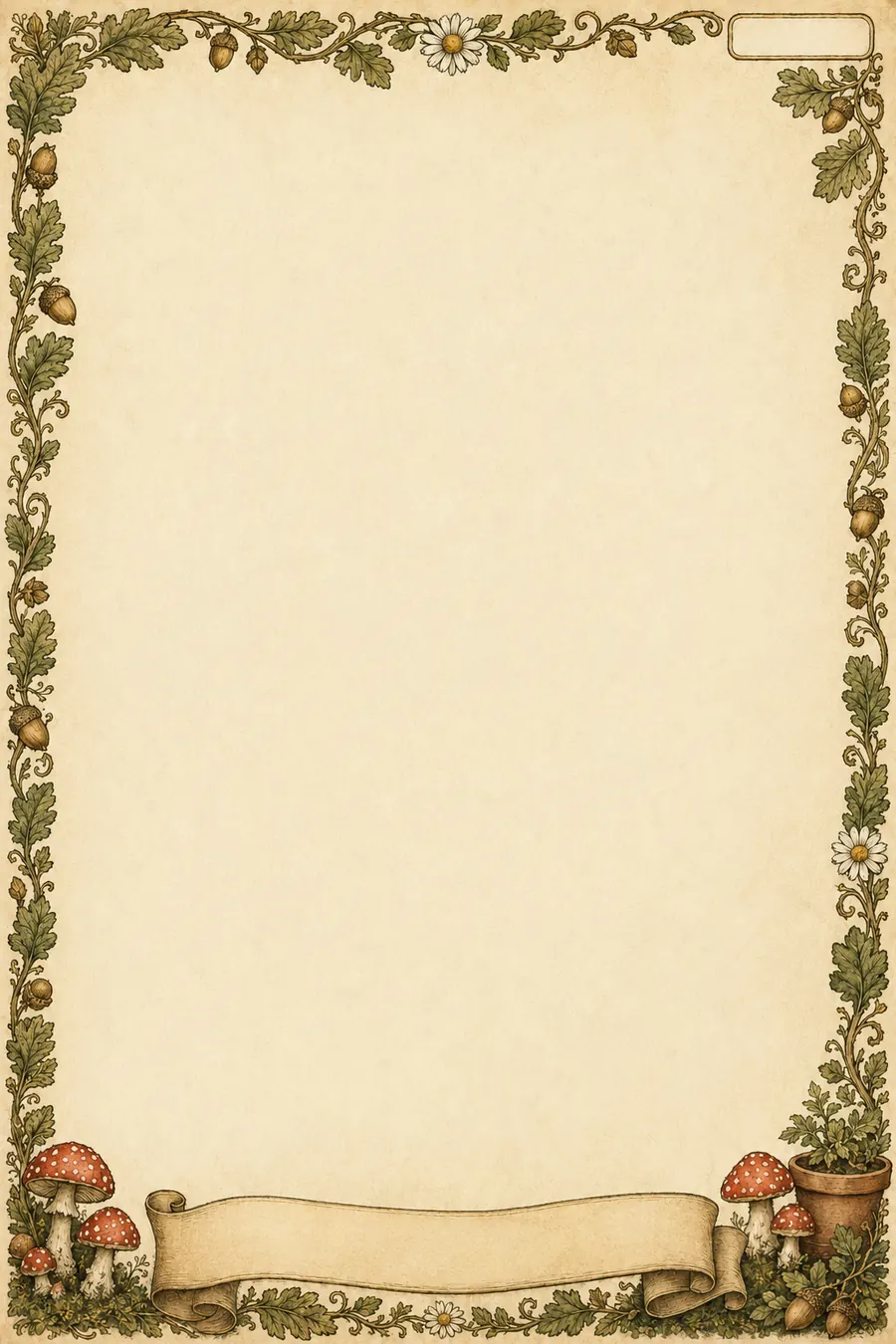 A sheet of warm parchment paper with a printed border